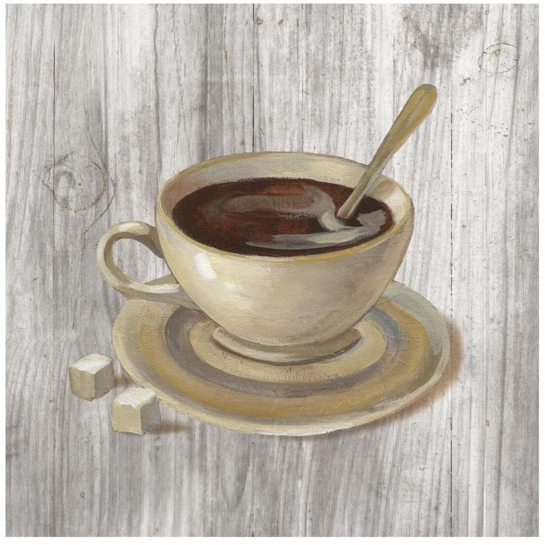 Coffee Time VI on Wood -Paper Art-20&quotx20"