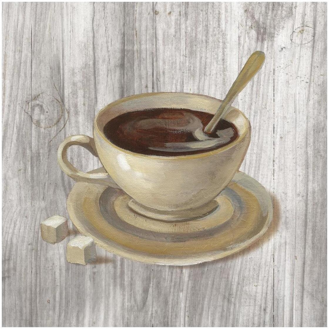 Coffee Time VI on Wood -Paper Art-26&quotx26"