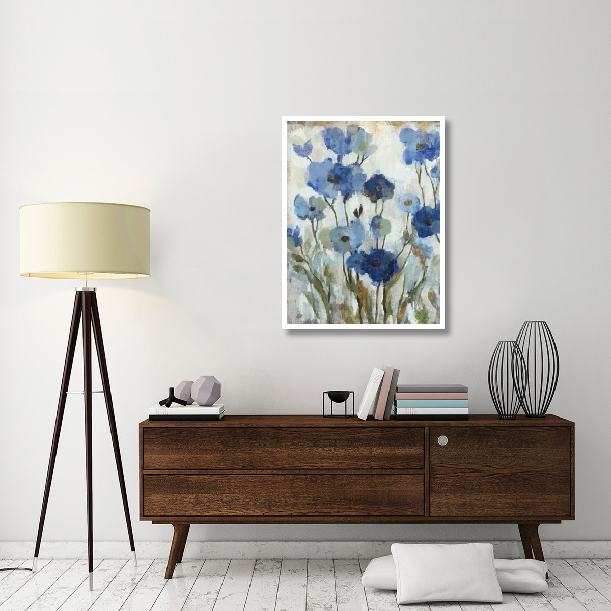 Abstracted Floral in Blue II -Paper Art-32&quotx42"