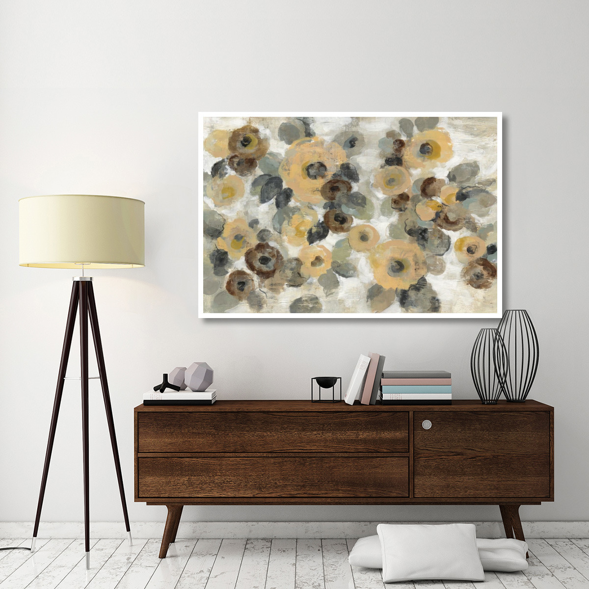 Neutral Floral I -Paper Art-62&quotx42"