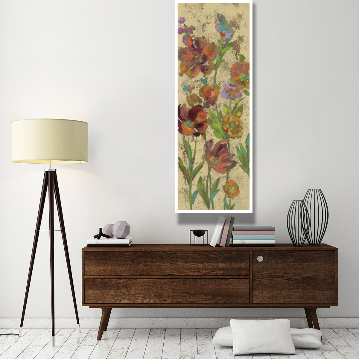 July Garden Trio II on Cream -Paper Art-26&quotx74"