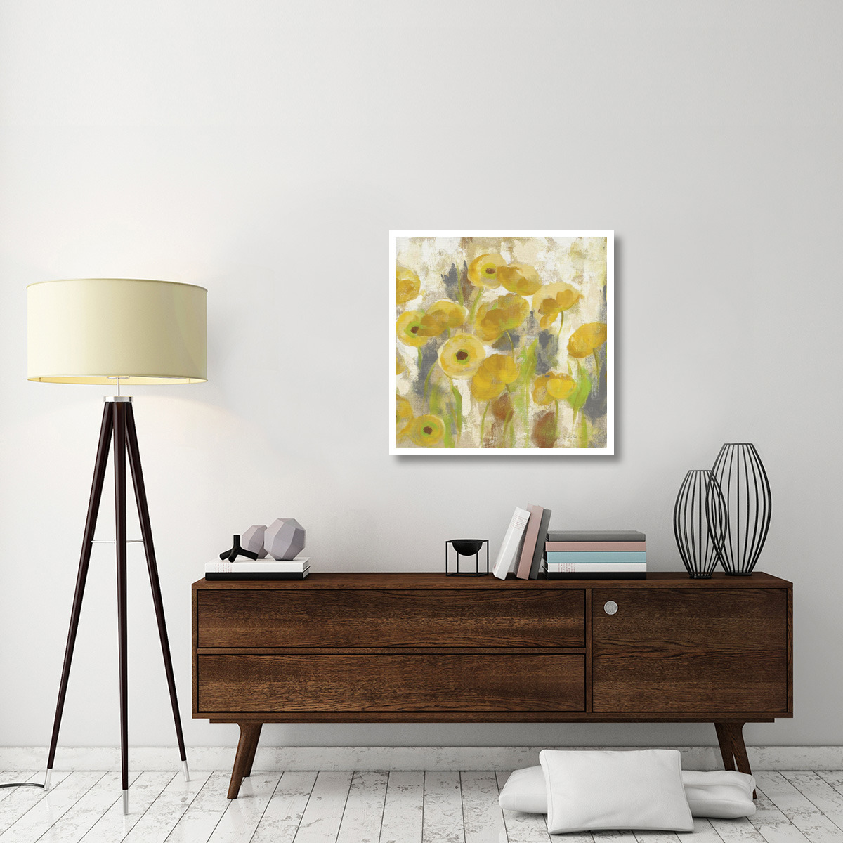 Floating Yellow Flowers V -Paper Art-32&quotx32"