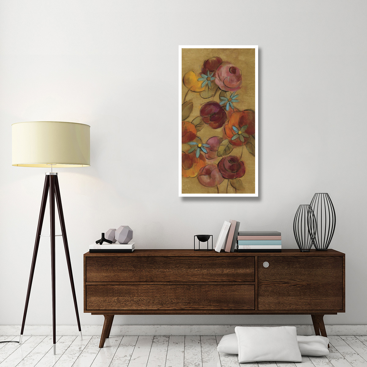 Pressed Flowers I on Gold -Paper Art-26&quotx50"