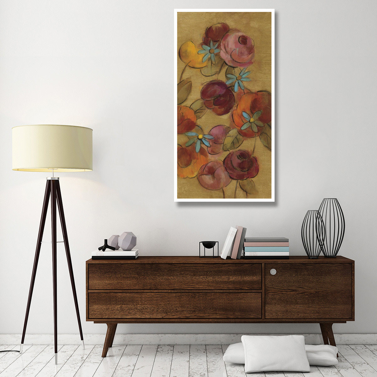 Pressed Flowers I on Gold -Paper Art-32&quotx62"