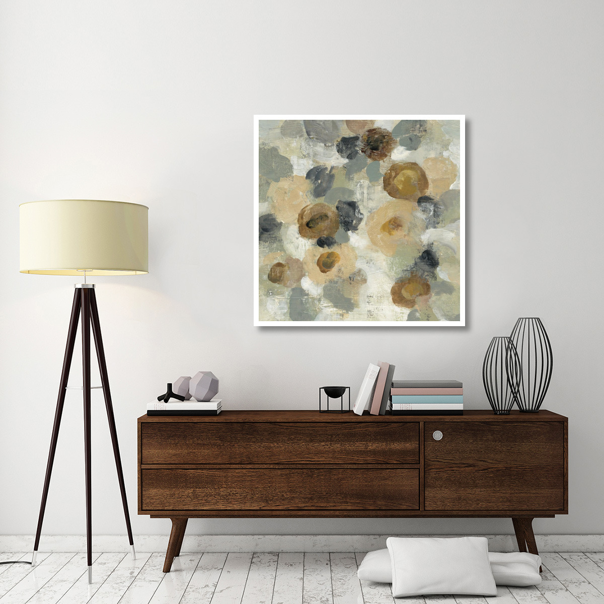 Neutral Floral Beige III -Paper Art-42&quotx42"