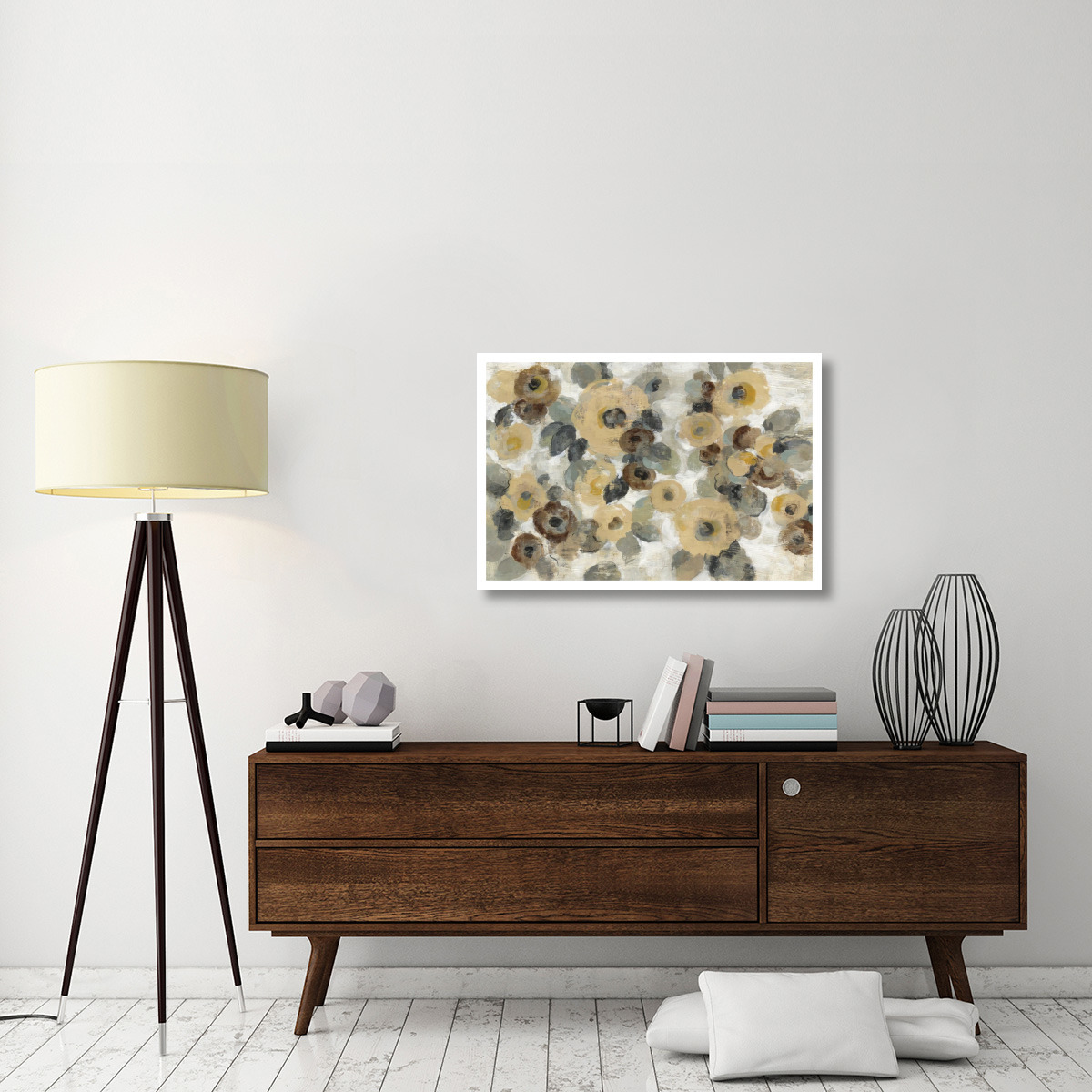 Neutral Floral Beige I -Paper Art-38&quotx26"