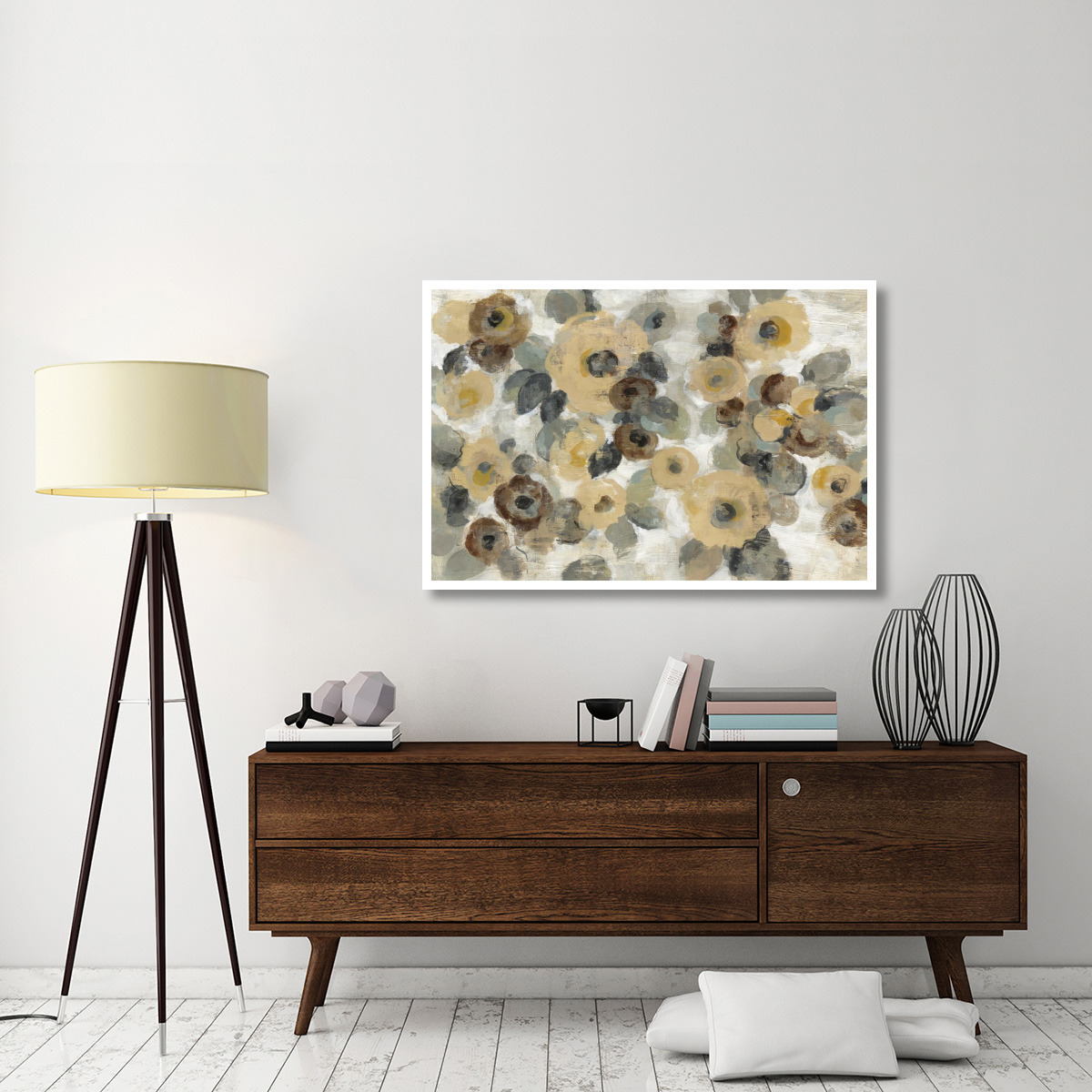 Neutral Floral Beige I -Paper Art-50&quotx34"