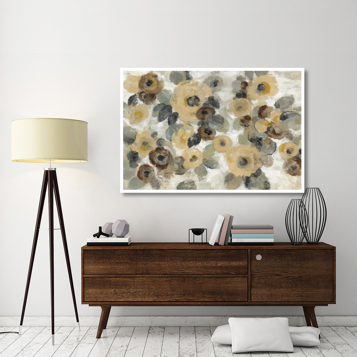 Neutral Floral Beige I -Paper Art-62&quotx42"