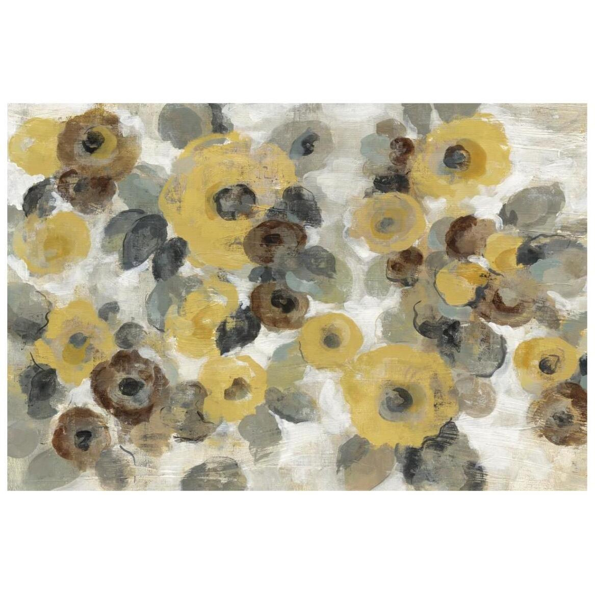 Neutral Floral Beige I Yellow Flowers -Paper Art-20&quotx14"