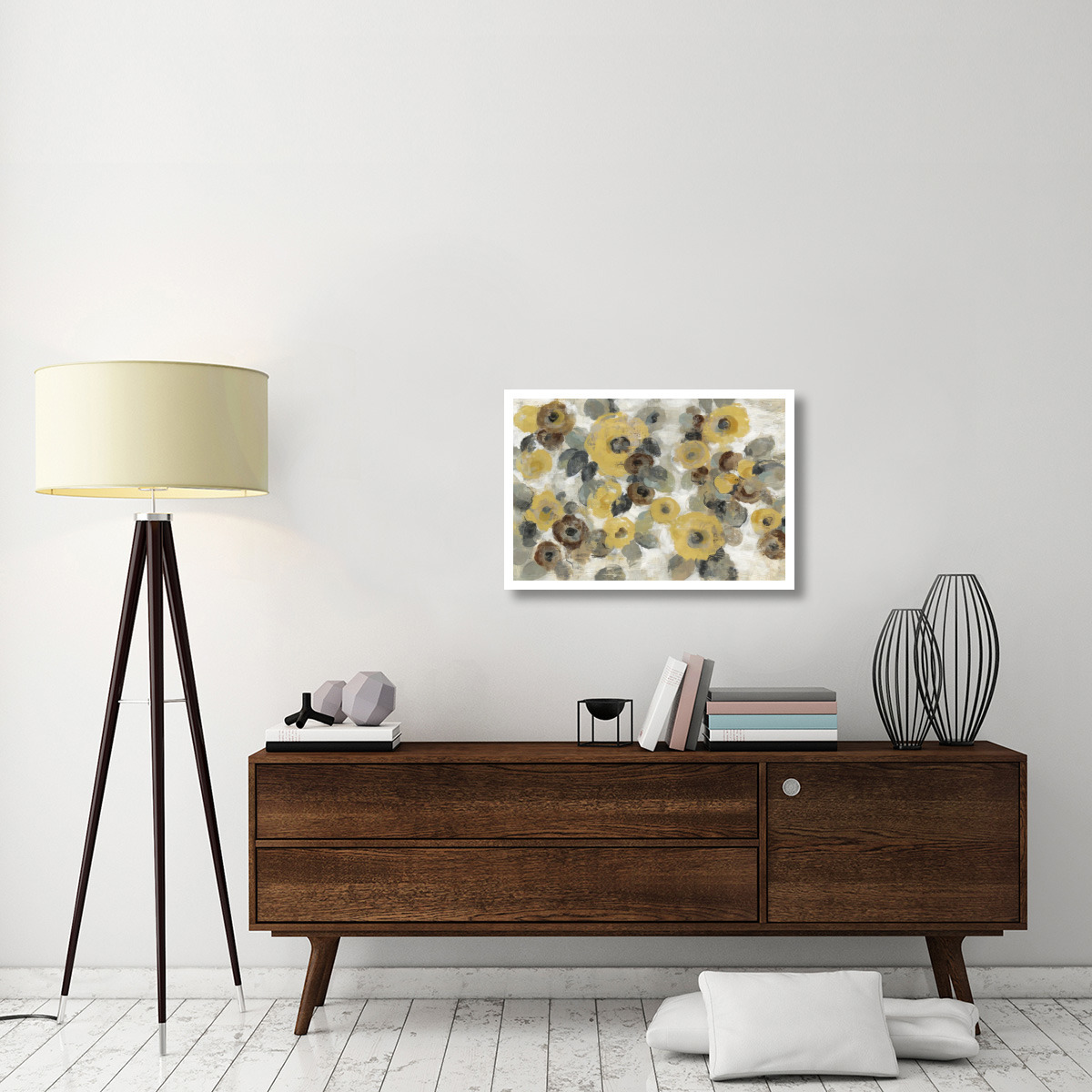 Neutral Floral Beige I Yellow Flowers -Paper Art-32&quotx22"