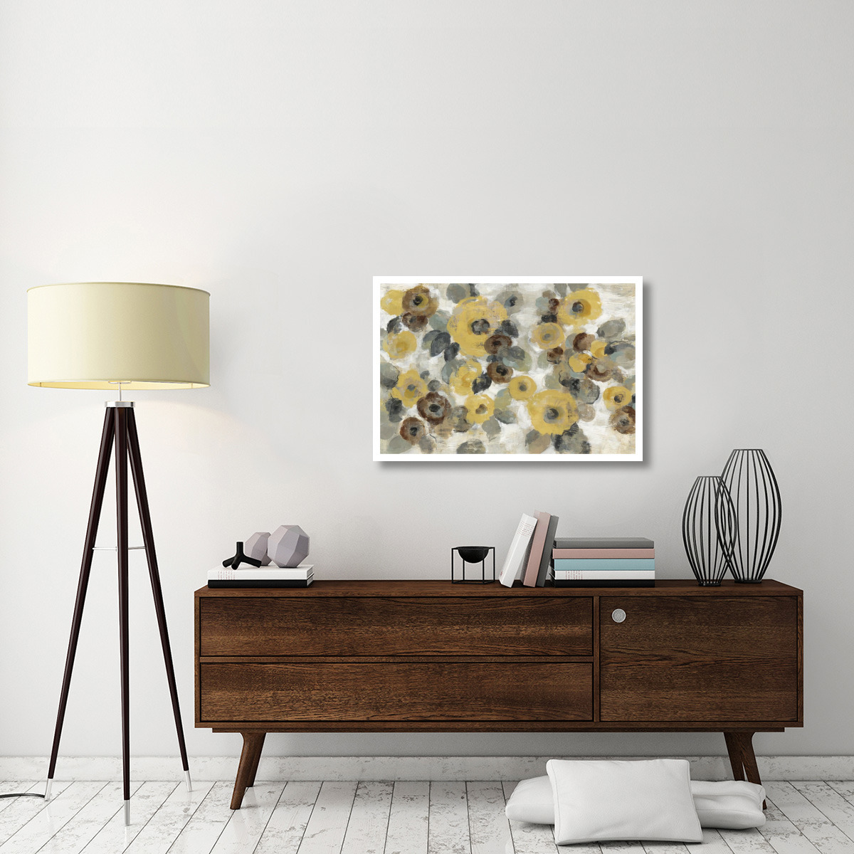 Neutral Floral Beige I Yellow Flowers -Paper Art-38&quotx26"