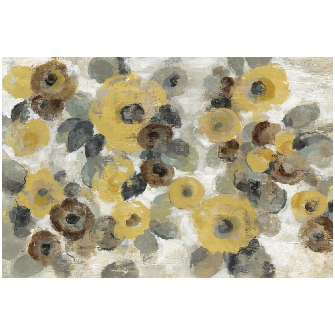 Neutral Floral Beige I Yellow Flowers -Paper Art-50&quotx34"