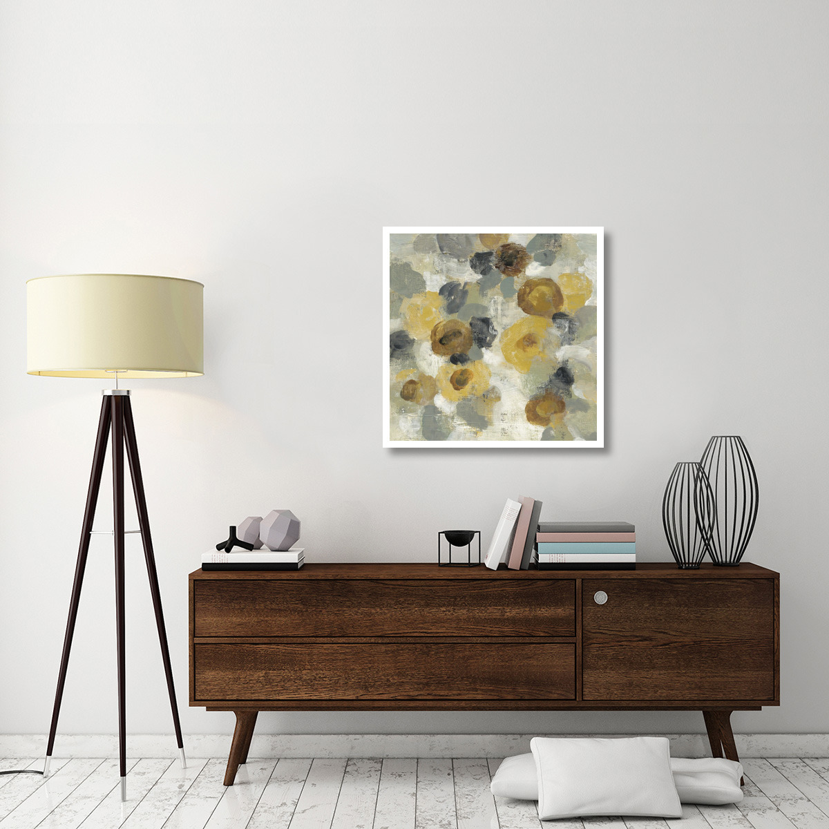 Neutral Floral Beige III Yellow Flowers -Paper Art-32&quotx32"