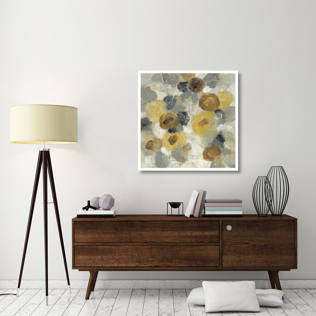 Neutral Floral Beige III Yellow Flowers -Paper Art-38&quotx38"