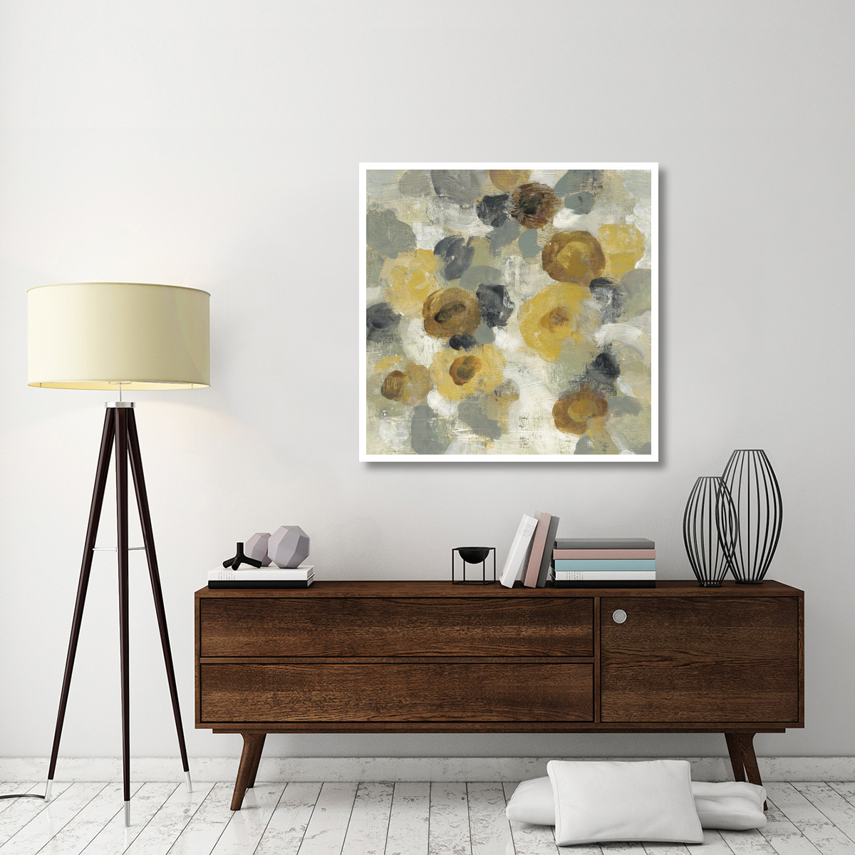 Neutral Floral Beige III Yellow Flowers -Paper Art-42&quotx42"