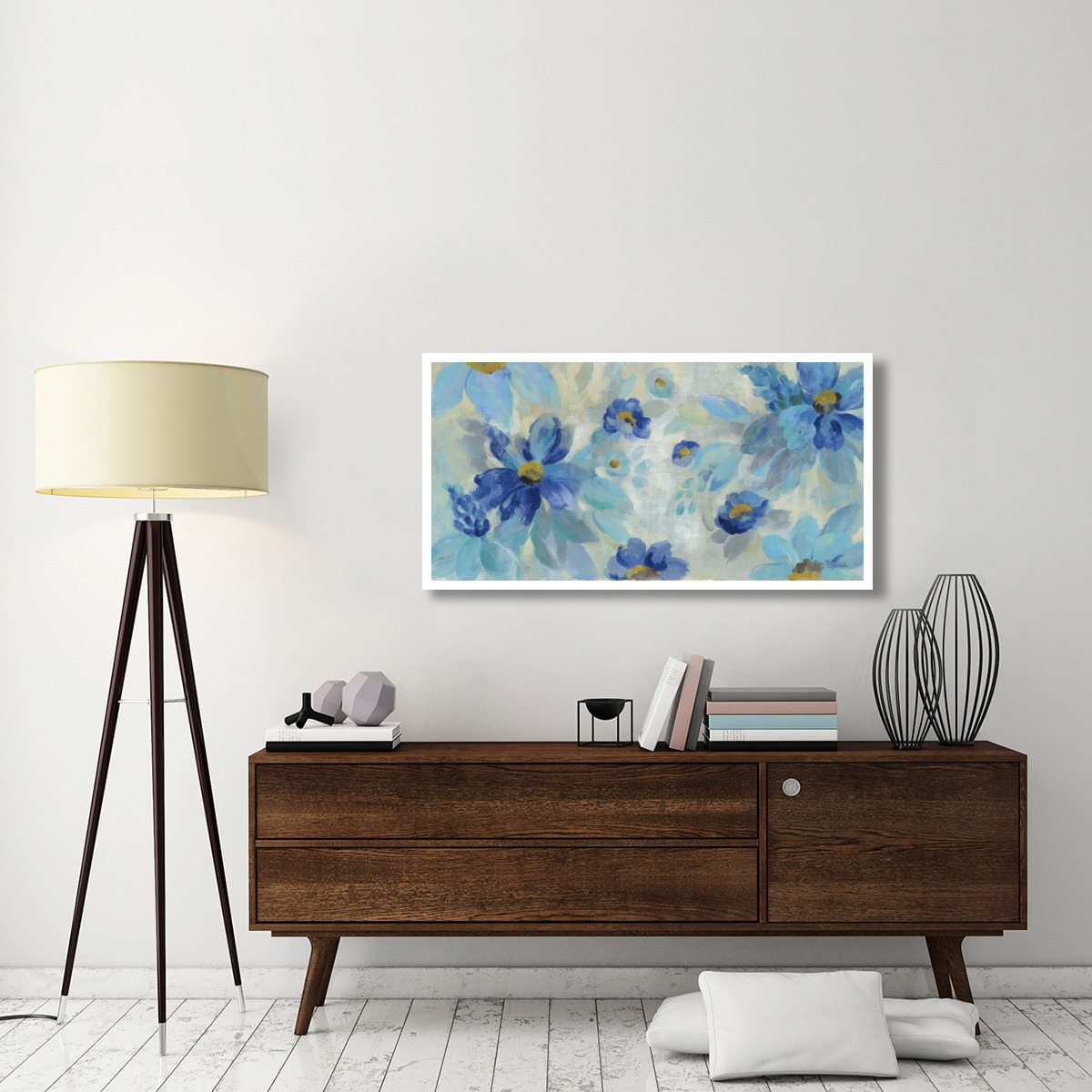 Blue Flowers Whisper I -Paper Art-50&quotx26"