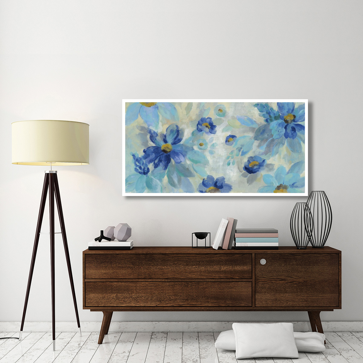 Blue Flowers Whisper I -Paper Art-62&quotx32"