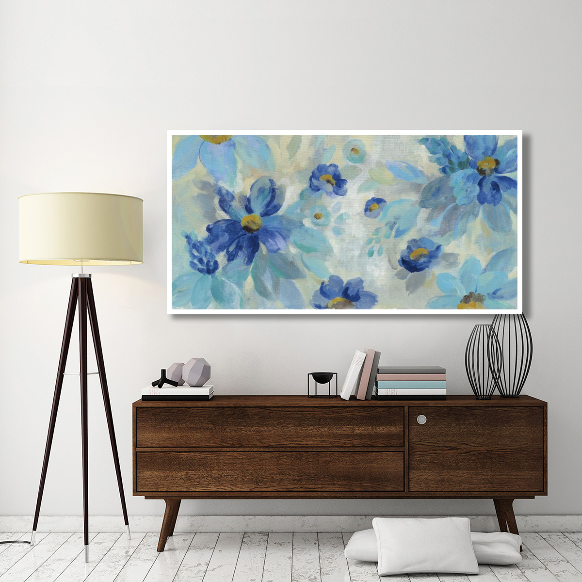 Blue Flowers Whisper I -Paper Art-74&quotx38"