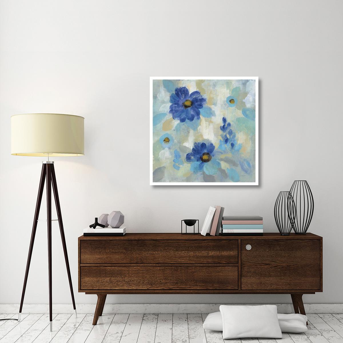 Blue Flowers Whisper II -Paper Art-38&quotx38"