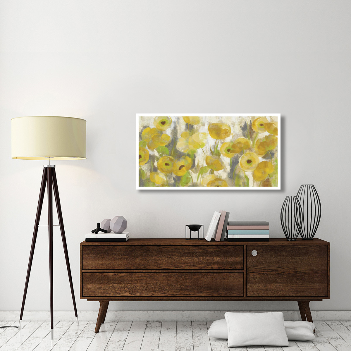 Floating Yellow Flowers I Crop -Paper Art-50&quotx26"