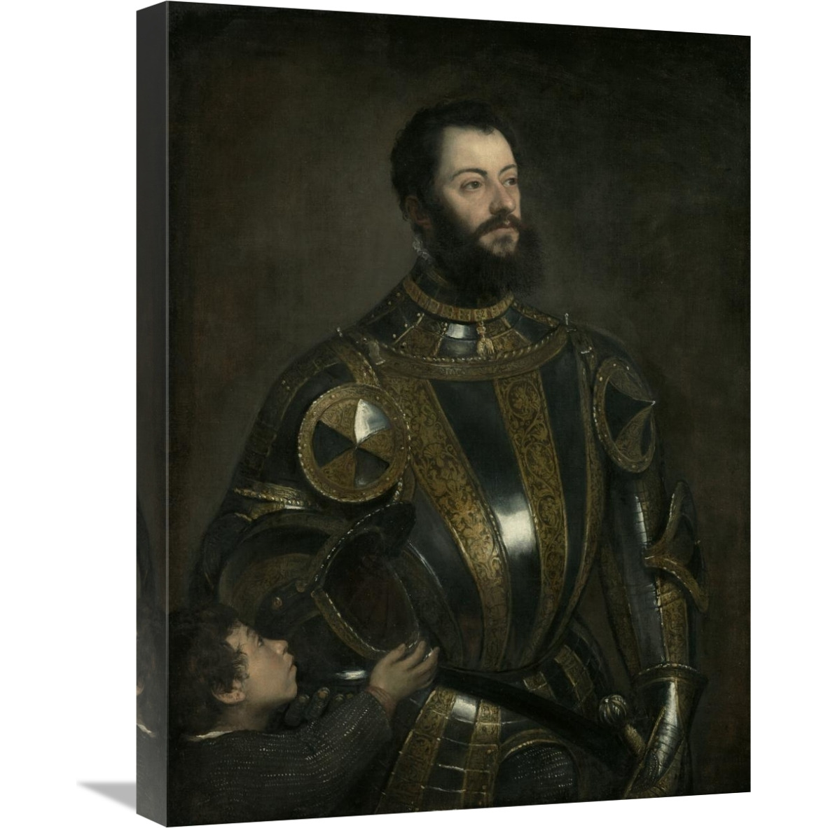 Portrait of Alfonso d&quotAvalos, Marchese del Vasto, in Armor with a Page-Canvas Art-18&quotx24"