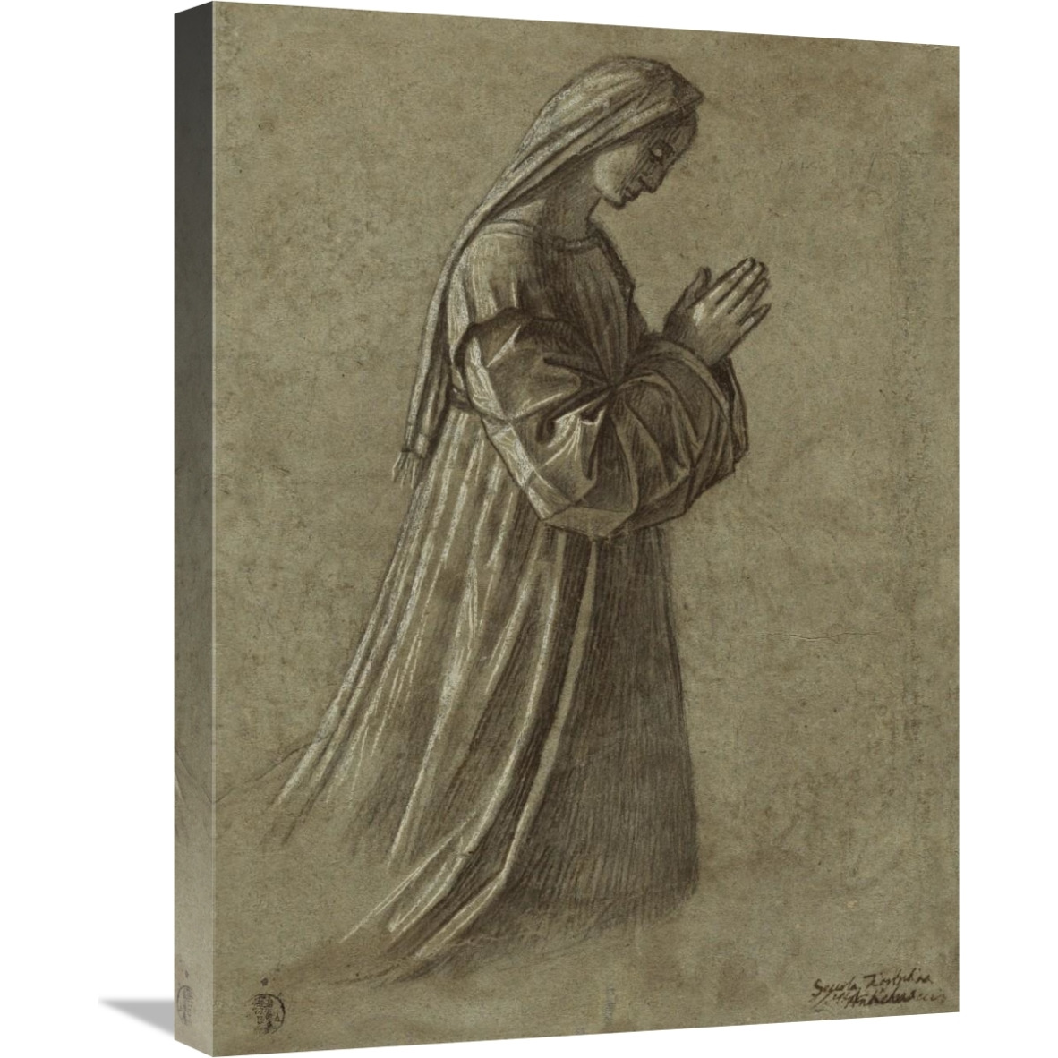 Study of the Virgin (recto) Study of the Virgin and of Hands (verso)-Canvas Art-18&quotx24"