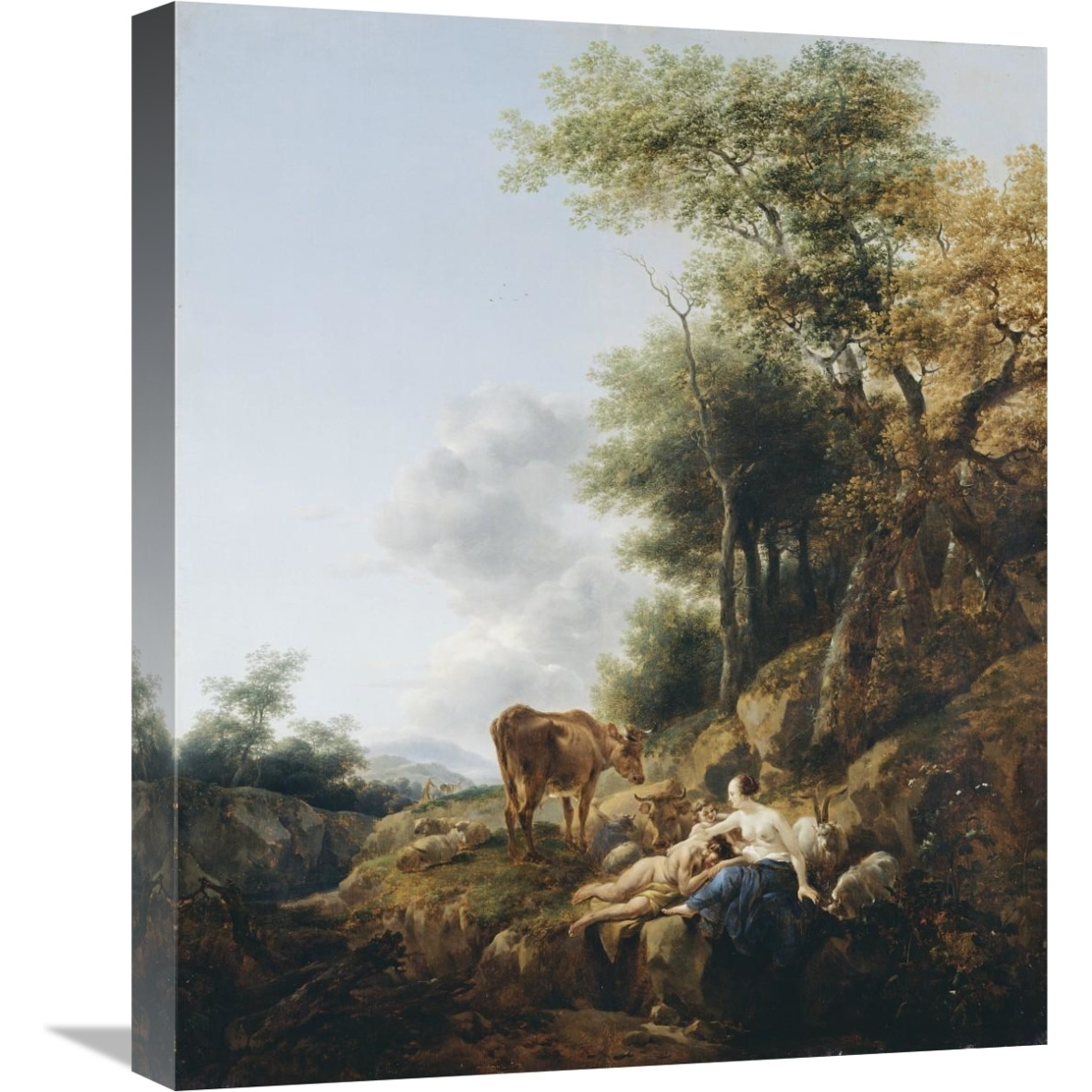 Landscape with a Nymph and a Satyr-Canvas Art-18.48&quotx22"