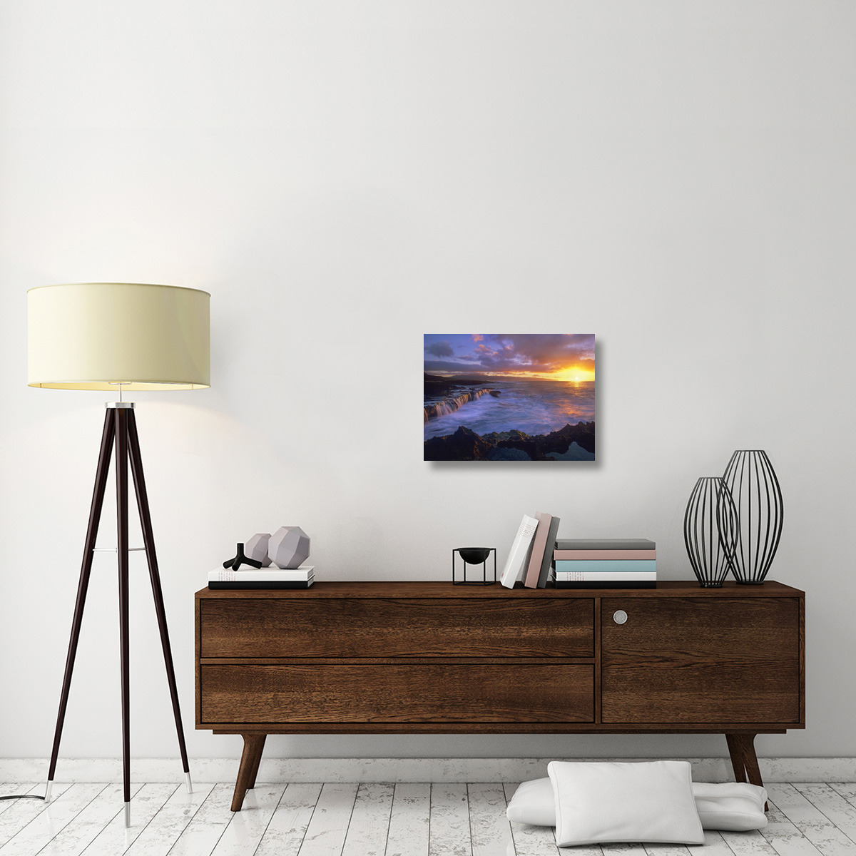 Sunset at Shark&quots Cove, Oahu, Hawaii-Canvas Art-24&quotx18"