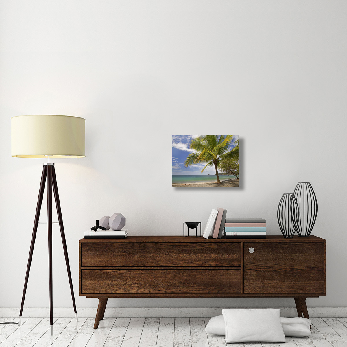 Palm trees line Penca Beach, Costa Rica-Canvas Art-24&quotx18"