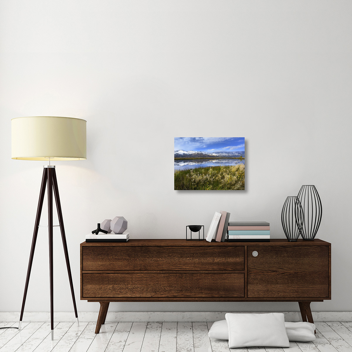 Carson Range reflected in Washoe Lake, Nevada-Canvas Art-24&quotx18"