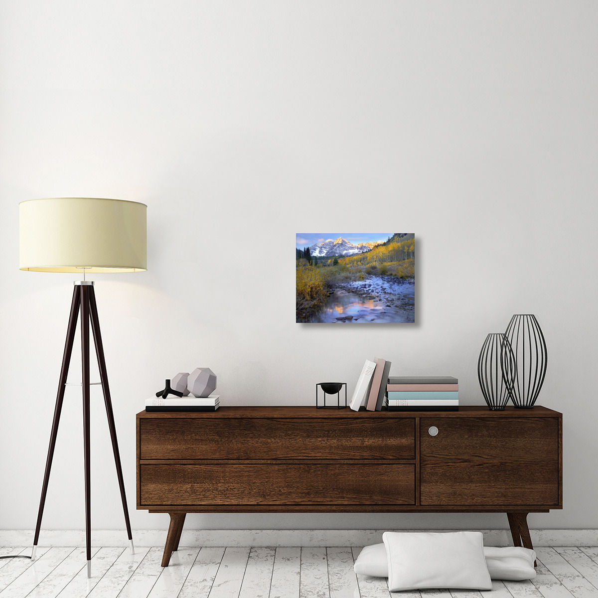 Maroon Bells and Maroon Creek in autumn, Colorado-Canvas Art-24&quotx18"