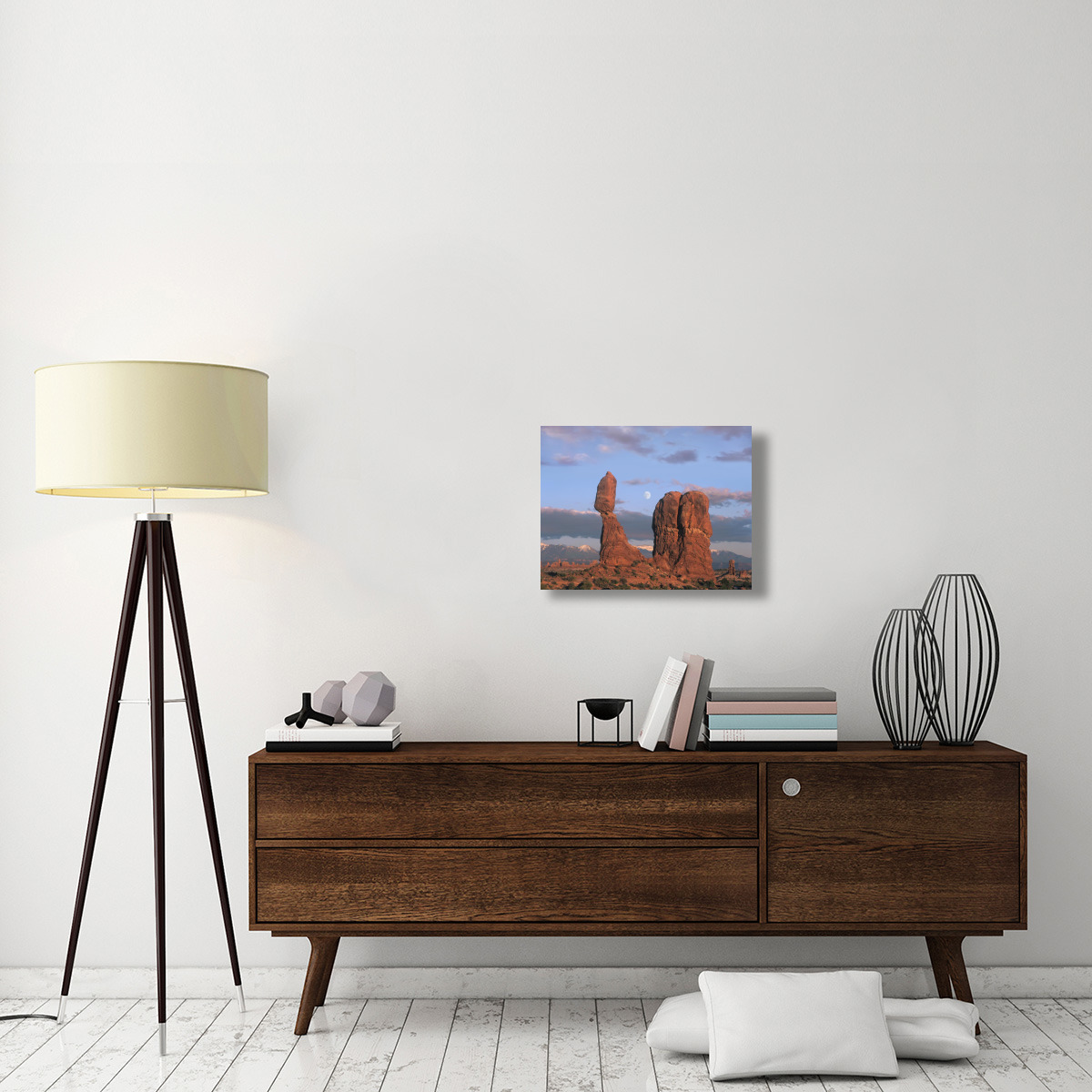 Moon over Balanced Rock, Arches National Park, Utah-Canvas Art-24&quotx18"