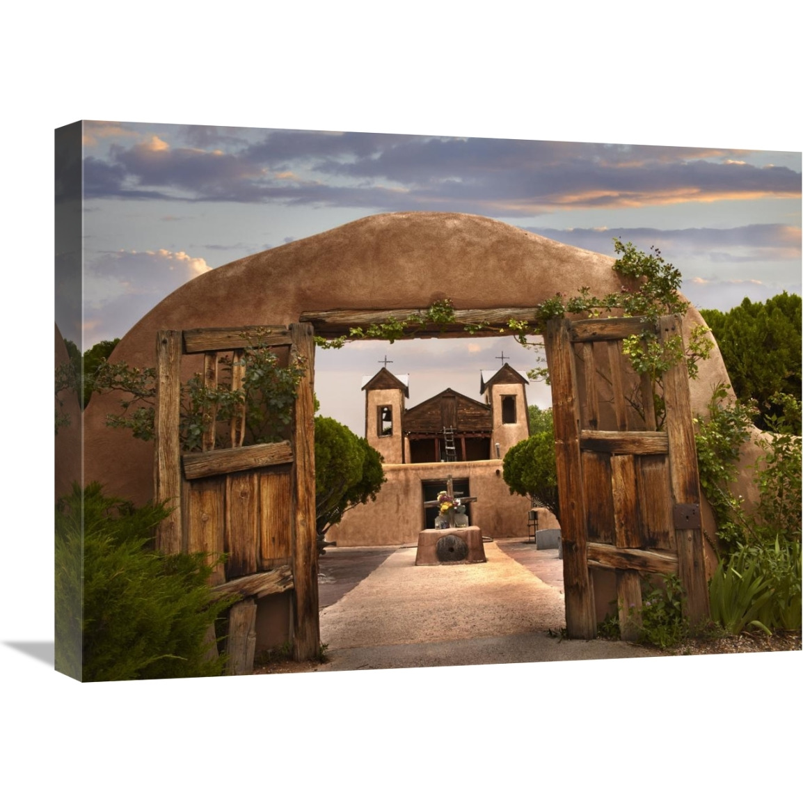 Church and gate, El Santuario de Chimayo, New Mexico-Canvas Art-24&quotx18"