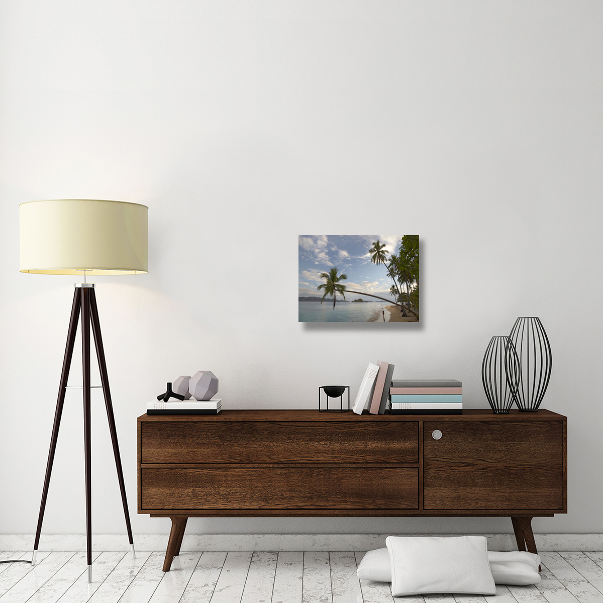 Tourist walking along beach, Tortuga Island, Costa Rica-Canvas Art-24&quotx18"