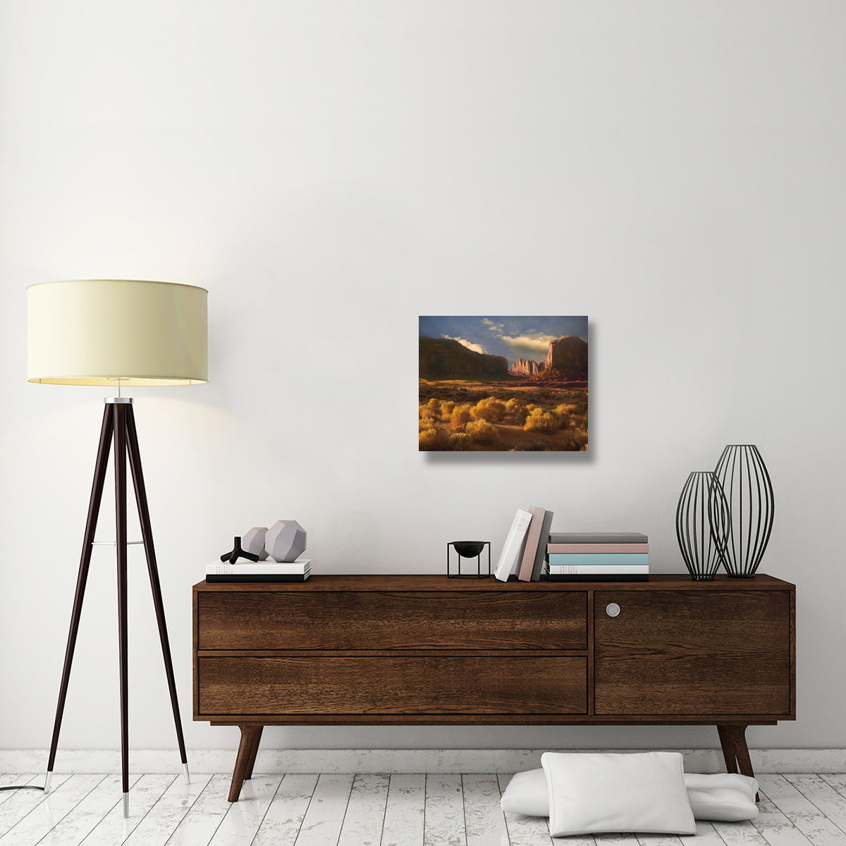 Camel Butte rising out of desert, Monument Valley, Arizona-Canvas Art-24&quotx20"