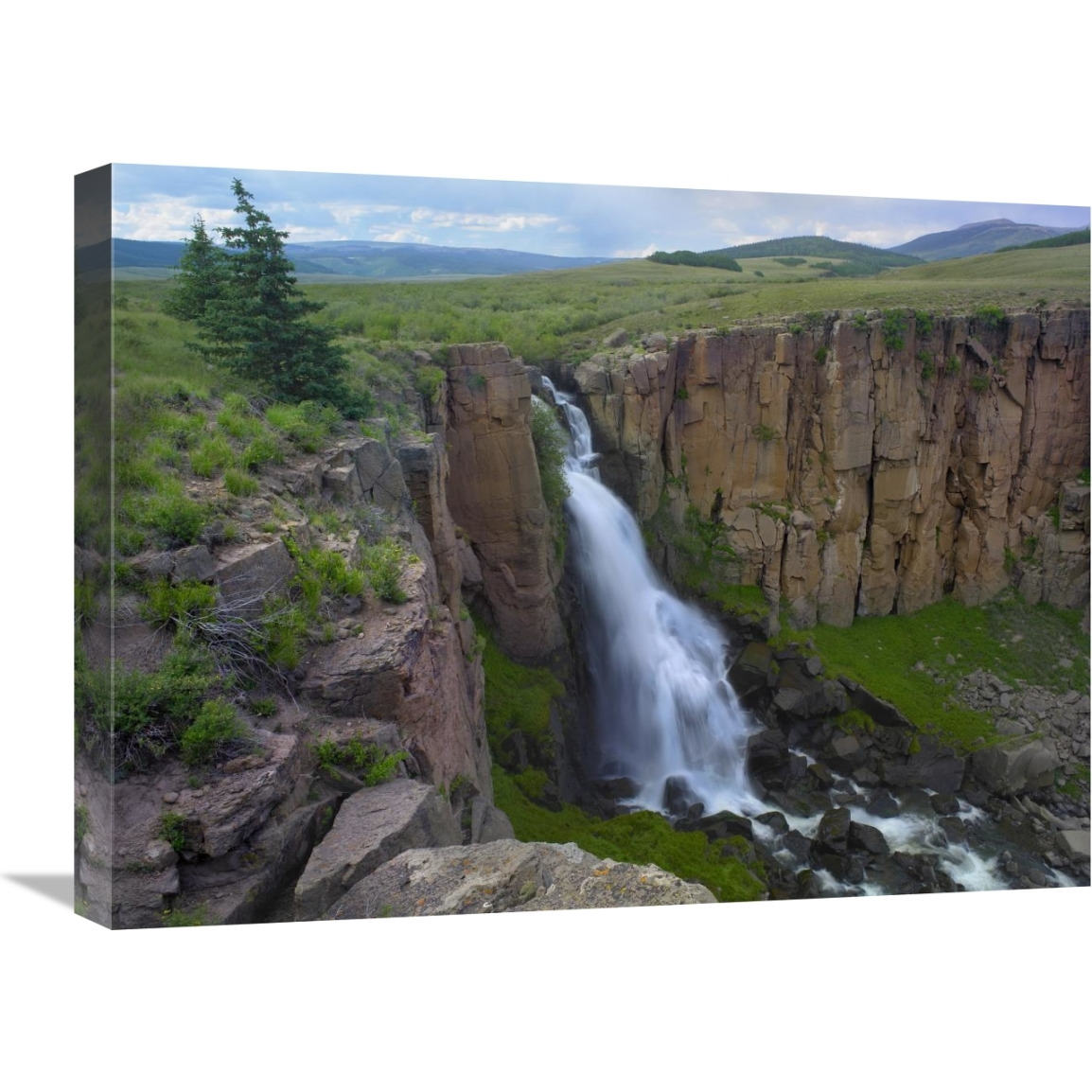 North Clear Creek Waterfall cascading down cliff, Colorado-Canvas Art-24&quotx18"