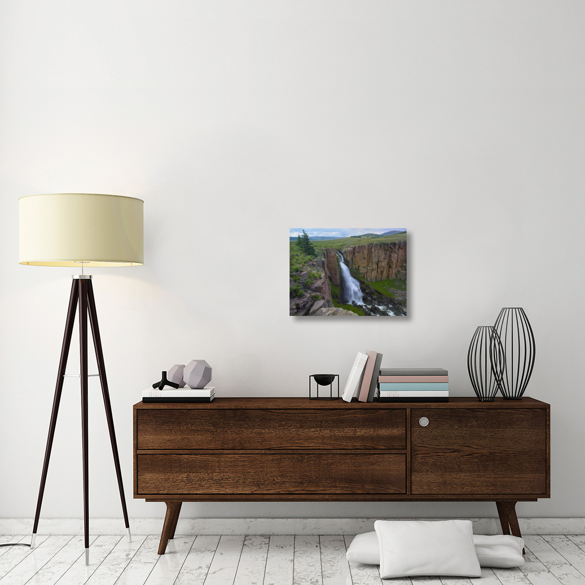 North Clear Creek Waterfall cascading down cliff, Colorado-Canvas Art-24&quotx18"