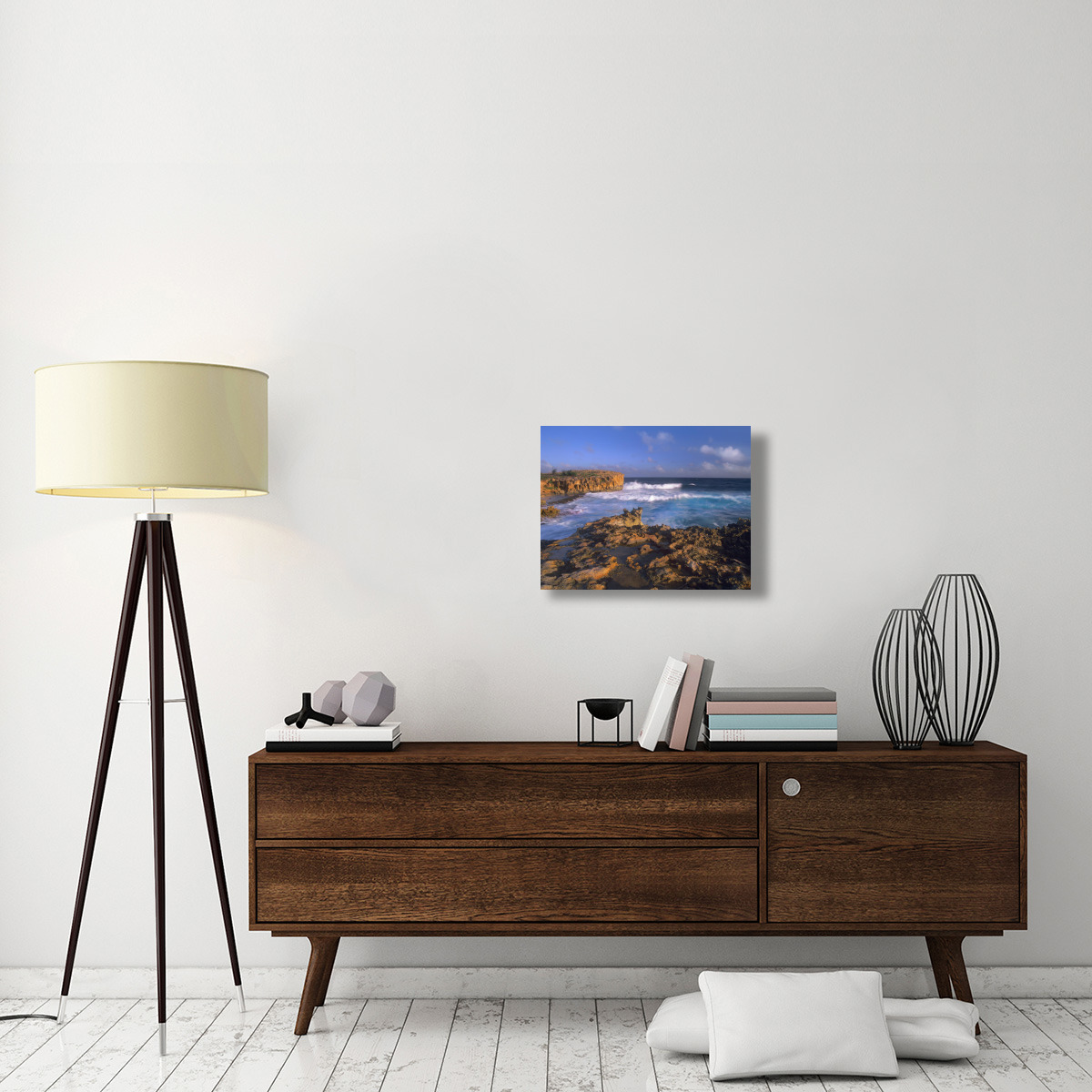 Pacific Ocean waves and cliffs at Keoneloa Bay, Kauai, Hawaii-Canvas Art-24&quotx18"