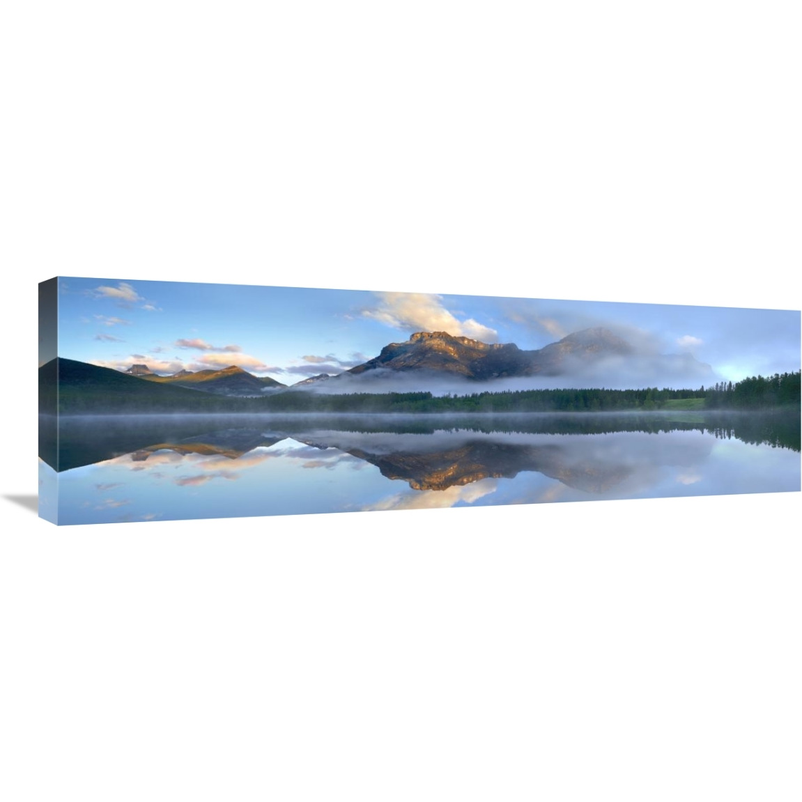 Panoramic view of Mt Kidd as seen from Wedge Pond, Alberta, Canada-Canvas Art-36&quotx12"