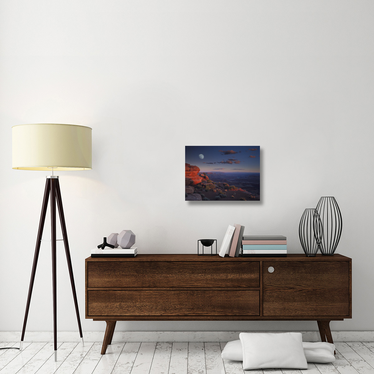 Moon over Canyonlands National Park from Green River Overlook, Utah-Canvas Art-24&quotx18"