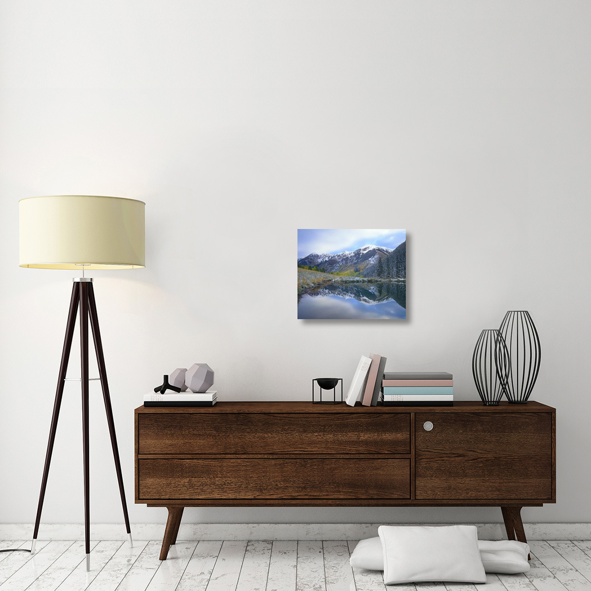 Pond and mountains, Maroon Bells-Snowmass Wilderness Area, Colorado-Canvas Art-22&quotx18.26"