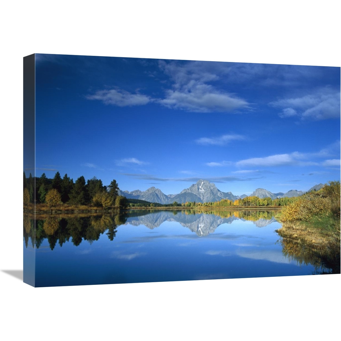 Mt Moran reflected in Oxbow Bend, Grand Teton National Park, Wyoming-Canvas Art-24&quotx18"