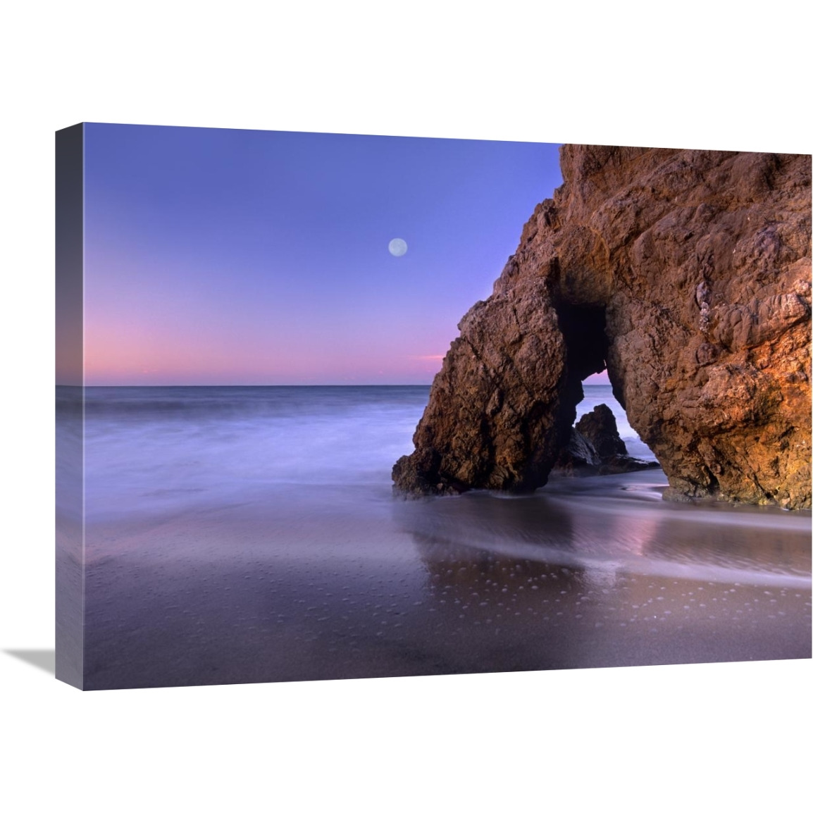 Sea arch and full moon over El Matador State Beach, Malibu, California-Canvas Art-24&quotx18"