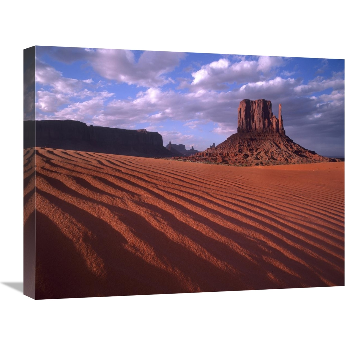 East and West Mittens, buttes with rippled sand, Monument Valley, Arizona-Canvas Art-24&quotx20"