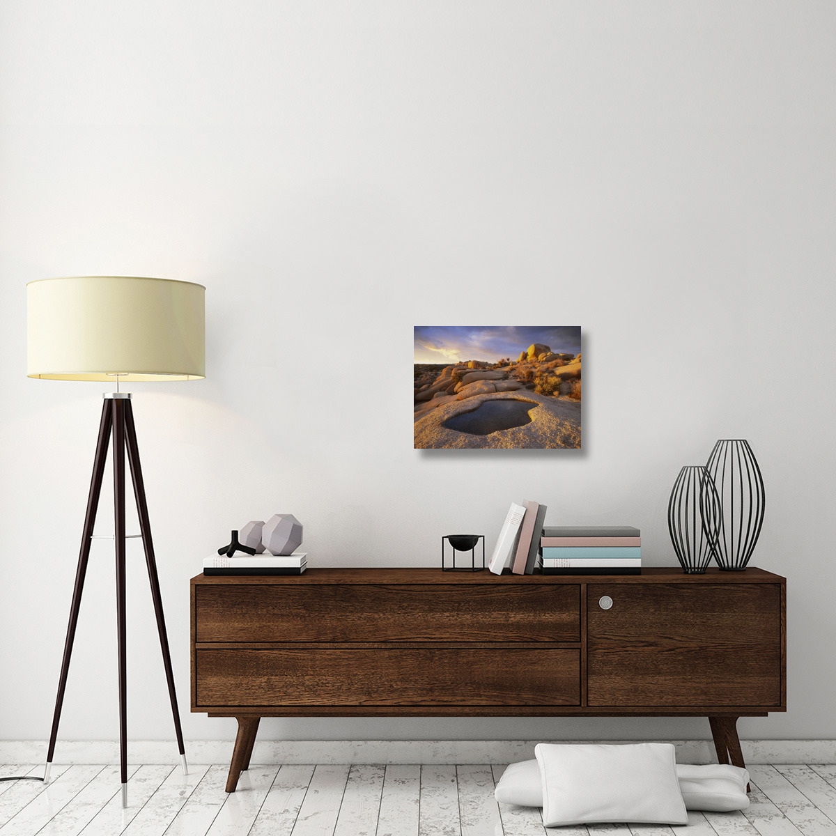 Water that has collected in boulder, Joshua Tree National Park, California-Canvas Art-24&quotx18"