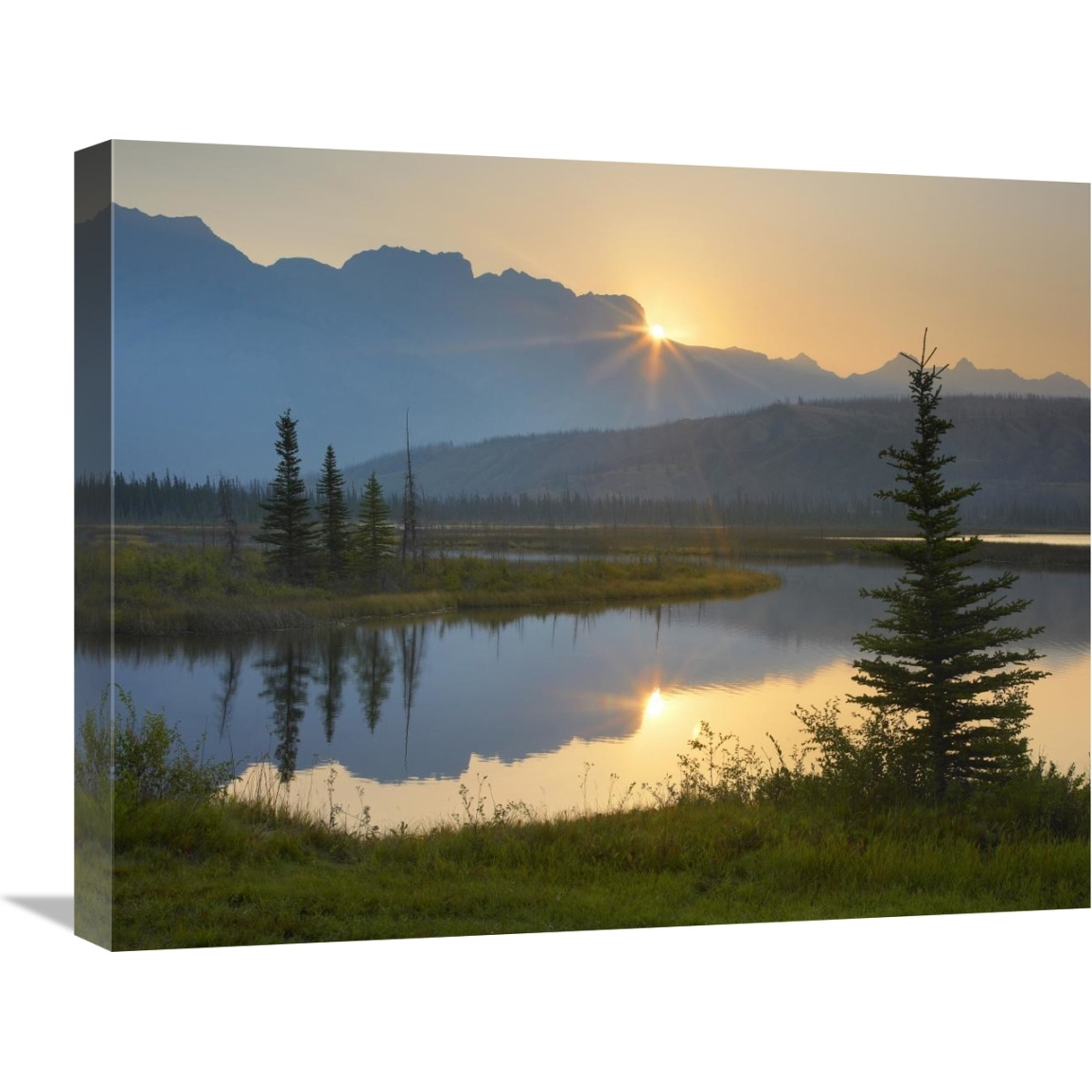 Sunset over Miette Range and Talbot Lake, Jasper National Park, Alberta, Canada-Canvas Art-24&quotx20"