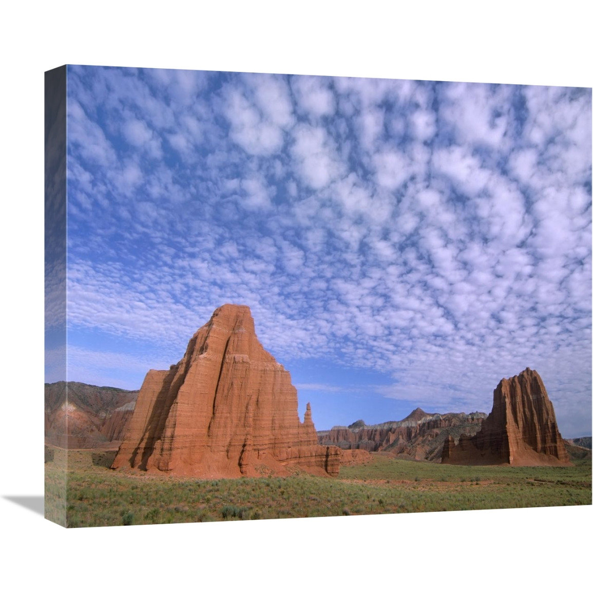 Sandstone formations, Temples of the Sun and Moon, Capitol Reef National Park, Utah-Canvas Art-22&quotx18.48"