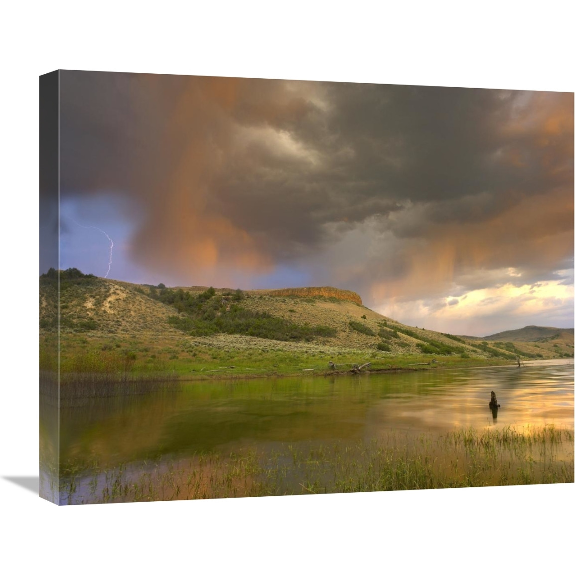 Thunderstorm with lightning strike over Curecanti National Recreational Area, Colorado-Canvas Art-24&quotx20"