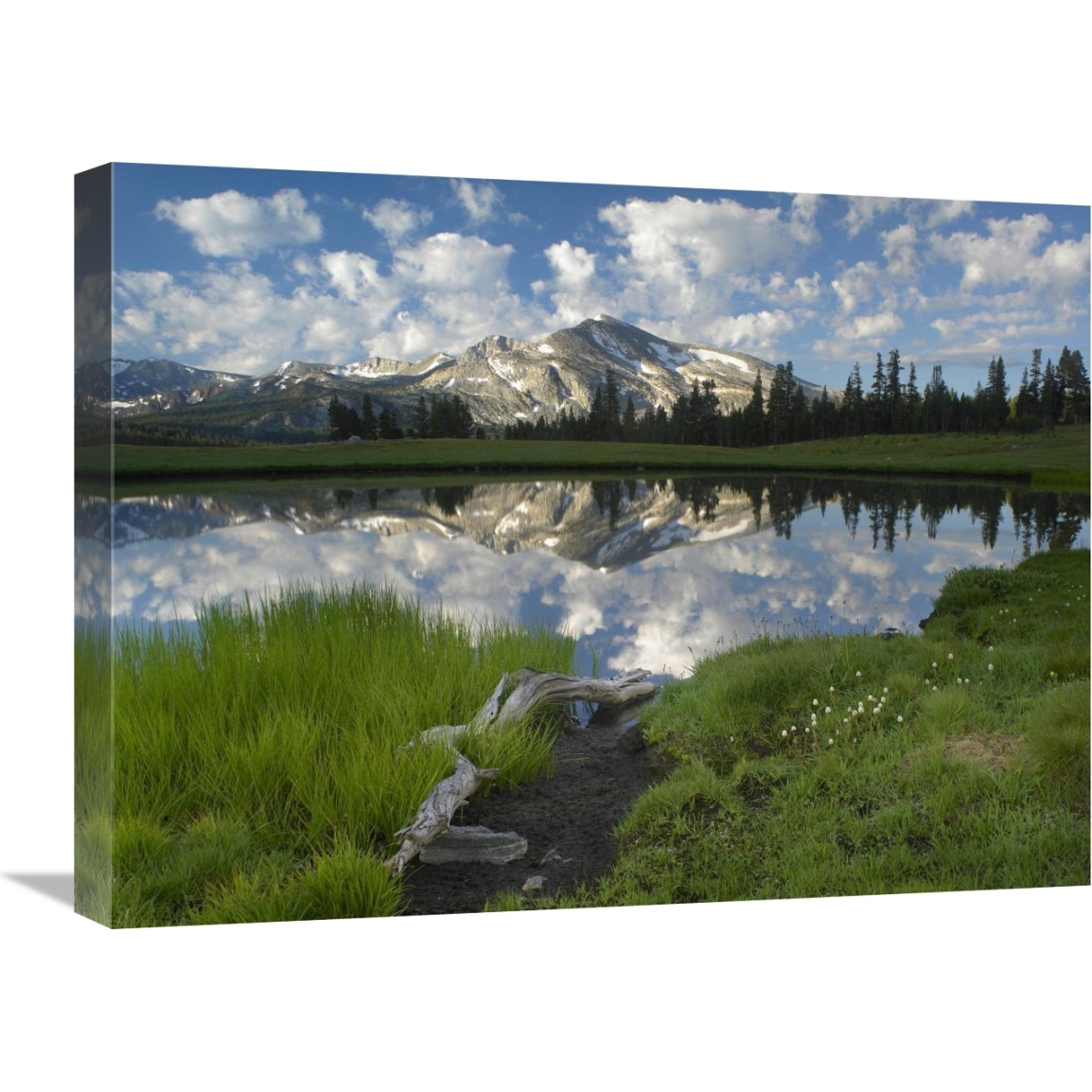 Mammoth Peak and scattered clouds reflected in lake, Yosemite National Park, California-Canvas Art-24&quotx18"