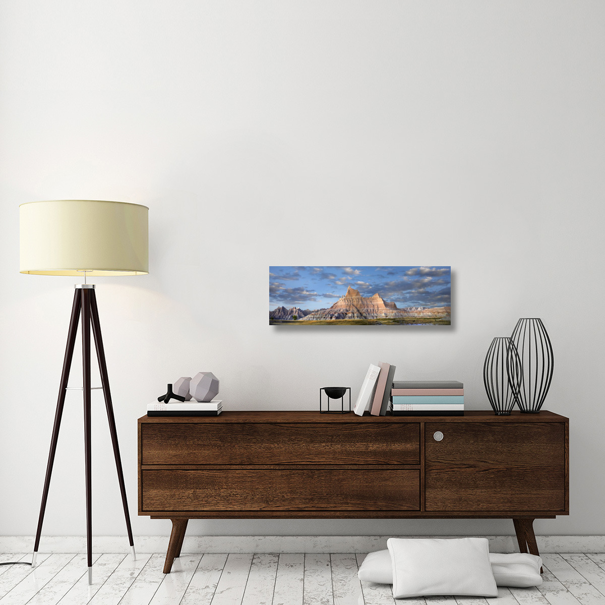 Landscape showing erosional features in sandstone, Badlands National Park, South Dakota-Canvas Art-36&quotx12"